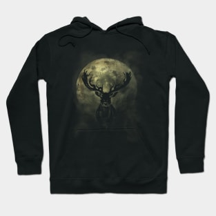 Deer and Moon - Nature Scenery Hoodie